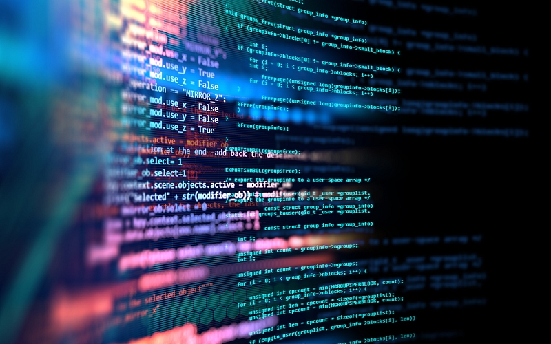 Programming code abstract technology background of software developer and Computer script